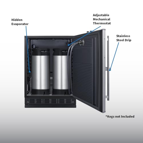 Image of Summit 24 inch Cold Brew Kegerator, Dual Front Taps, No Drill Coffee Dispenser, Stainless Steel - SBC7BRSFRTPCF