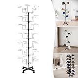 7-Tier Rotating Hat Display Rack Stand 35 Cap Holders,Metal Freestanding Hat Storage Rack,Cowboy Baseball Hat Organizer Rack with Wheels,Adjustable Height Hat Holder for Home,Retail,Clothing Store