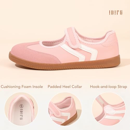 Image of IDIFU Mary Jane Sneakers for Women Retro Fashion Casual Ballet Flats | Lightweight Memory Foam Insole Non-Slip Hook and Loop Spring Tennis Walking Shoes