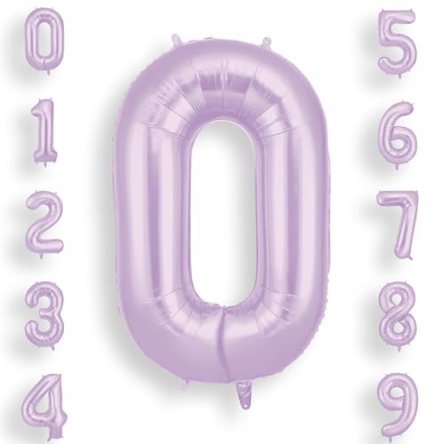 AOOSU Globo Número 0, Morado Cremoso Cumpleaños Numbers Globo 101 cm Grande Foil Globos 40 Inch Helio Globos para Decoraciones de Fiestas Cumpleaños, Aniversario de Graduación(0, Morado Cremoso)