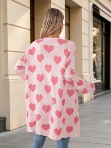 Image of Oversized Long Cardigan Sweaters for Women Cute Heart Fall Coats Outfits