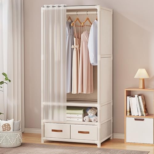 Nanyer 衣装ラック ハンガーラック 組み立て式 箪笥 衣類 ポールハンガー 衣類収納 引き出し付きクローゼット コートハンガー コート掛け スタンド かばんかけ スタンドハンガー 落ちにくい 倒れにくい土台 コート掛け 玄関 寝室 服掛けるスタンド
