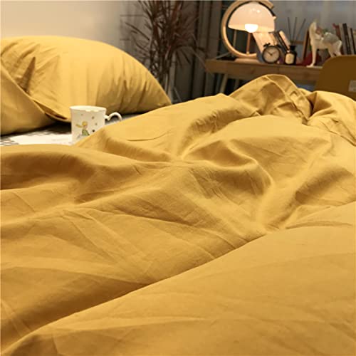 Image of KAREVER Mustard Yellow Comforter Sets Full Bedding Set 3 Pieces Women Men Ginger Yellow Comforter Sets Lightweight Durable Blanket Full Quilts Breathable Bed Comforter Set