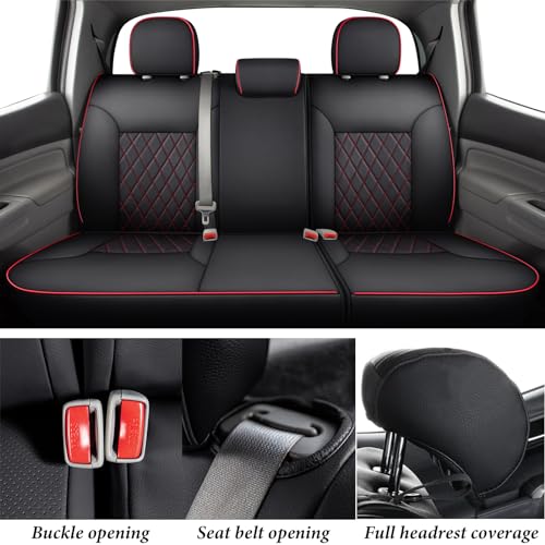 Image of Coverado Tacoma Leather Seat Covers, Car Seat Covers Custom Fit for 2005-2023 Toyota Tacoma Double & Crew Cab SR SR5 Limited TRD Sport /Pro /Off Road (Fullset, Red)
