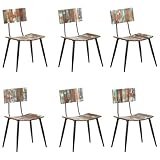Lot de 6 chaises de salle à manger - Ce lot contient 6 chaises avec une capacité de charge maximale de 110 kg par siège, fabriquées en bois massif recyclé et fer revêtu par pulvérisation pour une stabilité et une durabilité exceptionnelles.