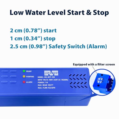 Image of MSELTOS 15.8 GPH 120 FT Max Head Drip Pan HVAC Condensate Pump 110V /230V w /Automatic Safety Switch, Quiet Removal Auto Sump Pump Submersible Water Pump for AC, Dehumidifier, Furnace, Basements
