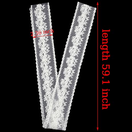 White Lace Ribbon Scarf Belt Fancy Long Lace Scarf Belts for Women Waist Belts for Jeans Floral Bow Waistband Tie Belt Soft Mesh Fabric Waist Scarves Headscarf Women's Streetwear Accessories2
