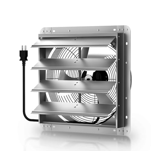 Ventilador de extracción para pared Xcity de 10 pulgadas, 1393 CFM, con motor AC, persianas automáticas y cable de alimentación de 6 pies para garajes, áticos y invernaderos miniatura 1