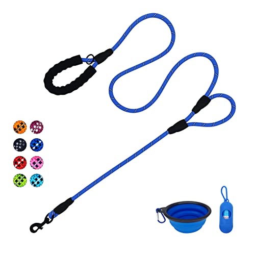Vozrels Dog Leash 6Ft, Double Handle Dog Leash With Comfortable Padded And Highly Reflective Thread, Heavy Duty Traffic Rope Leashes For Large And Medium Dog Control Safety Training (Navy Blue) #TOP1