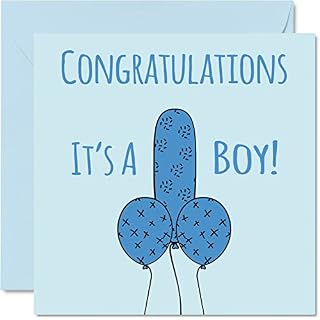 New Baby Boy Card - Congratulations It's a Boy! - Funny Rude Baby Boy Cards Newborn, Well Done Congrats New Baby Cards, Welcome To The World, 145mm x 145mm Joke Banter Baby Greeting Cards for Parents