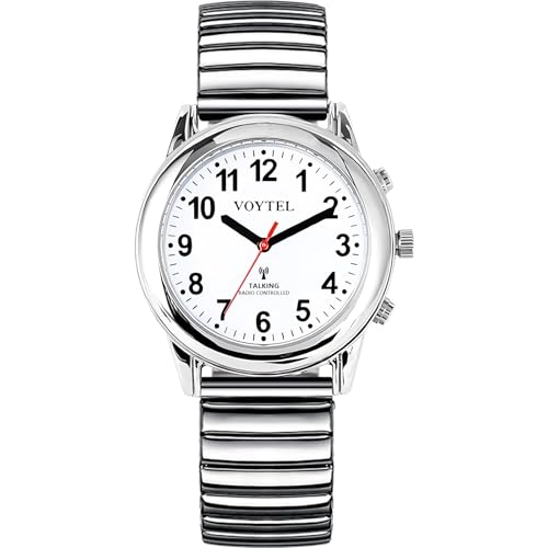 MAUJOY Sprechende Uhr für Damen für Blinde Senioren mit Sehbehinderung Laute und klare Stimme Spricht Deutsch (Silver-A)