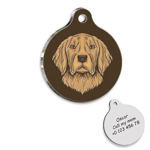 Golden Retriever Portrait Personalized Dog Tag – Golden Retriever Custom Name Tag – ID Tag for Dog – Customized Pet Tags – Dog Name id Tag – Dog Name Tag – Engraved Dog Tag