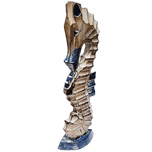 Figura de caballito de mar de madera pintada 16 in