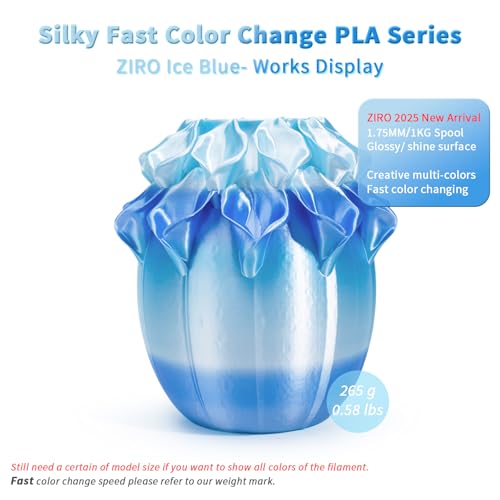 Image of ZIRO Fast Gradient PLA, Sillk Multi Color 3D Printer Filament 1kg, Ice Blue
