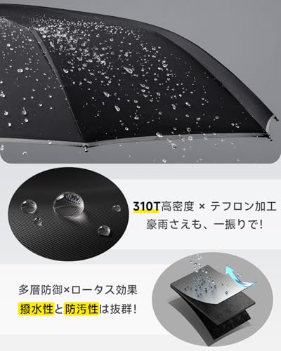 折りたたみ傘 HAGOOGI【逆戻り防止 丈夫10本骨】 ワンタッチ自動開閉 逆折り式 耐風 【超撥水 高密度310T生地】 傘 反射テープ 大きいサイズ テフロン加工 コンパクト おりたたみ 梅雨対策 豪雨 台風対応 遮熱 カラビナ設計 軽量 晴雨兼用 メンズ レディース プレゼント 収納ケース付き (ブルー) [4]