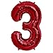 Tellpet Red Number 3 Balloon, 40 Inch