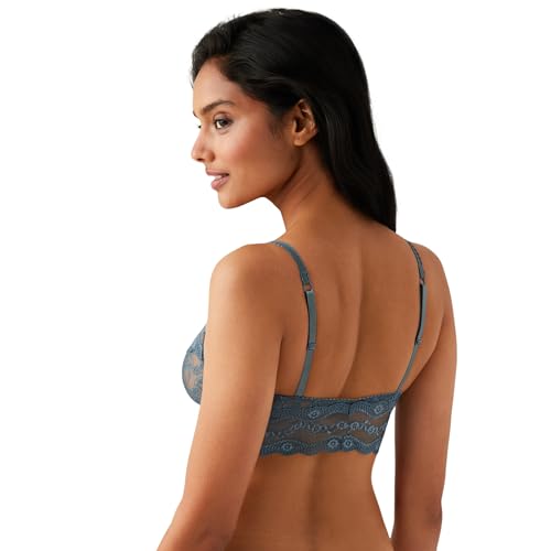 Image of b.tempt'd by Wacoal Women's Lace Kiss Sheer Unlined Wire Free Bralette, 910182, Stormy Weather, Large