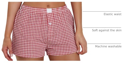 Image of Womens Boxer Shorts Y2k Lounge Pj Shorts Low Rise Striped Pajamas Sleep Lounge Plaid Gingham Micro Short Pants
