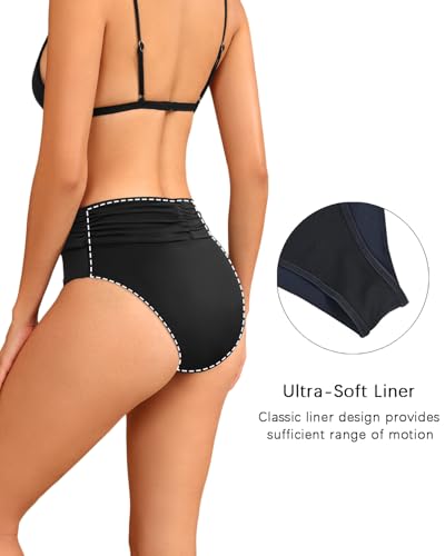 Holipick Women High Waisted Bikini Bottoms Tummy Control Swimsuit Bottom High Cut Bathing Suit Swim Bottom2