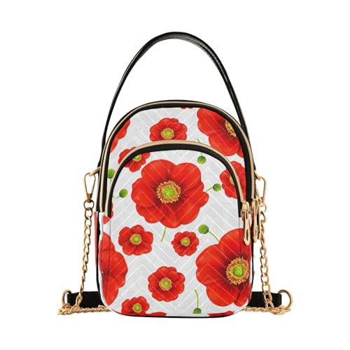 Red Poppies Pattern Crossbody Bag for Women Shoulder Handbag Ladies Purse Cell Phone Tote Bags2
