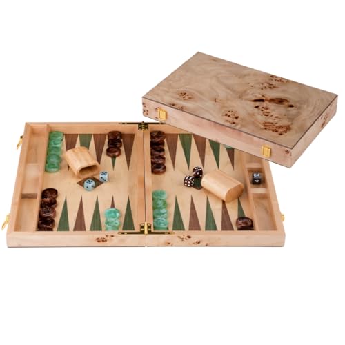 Backgammon en bois mallette de jeu 38 cm pour soirées en famille