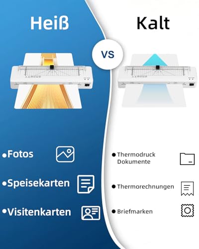 Laminiergerät, Laminiergerät A3 Laminiermaschinen mit Eingebauter Papierschneider und Laminierfolien A3 A4 A5 A6 für den Heimgebrauch Büro Schule Fotos