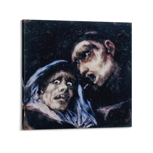 Toile Monk Talking to An Old Woman de Goya pour sublimer l'ambiance de votre salon moderne