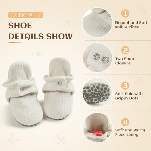 CENCIRILY Baby Unisex Booties Warm Fleece Winter Stay On Infant Slipper Socks Boys Girls Soft Non Slip Sole Newborn First Walkers Ankle Crib Shoes4