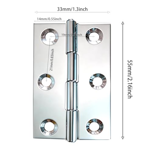 10 pcs en acier inoxydable meubles de maison matériel Charnière de porte Long 55 mm x 34 mm – vue 3