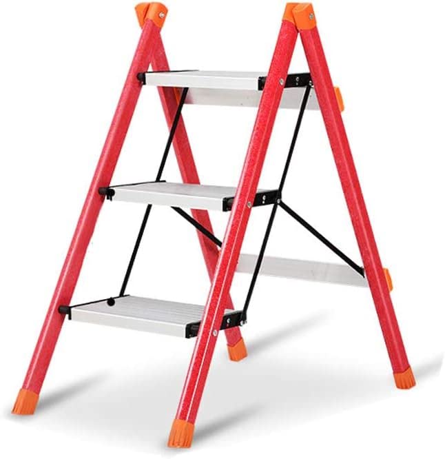 Taburete de escalera de hierro rojo OKUOKA para adultos y banco de zapatos de cocina