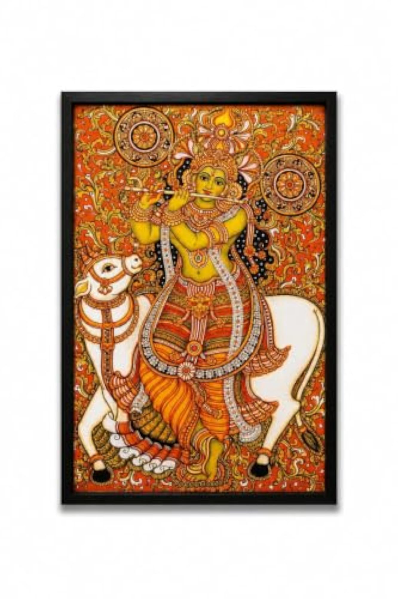 Lord Krishna with Cow Traditional Kerala Mural Art