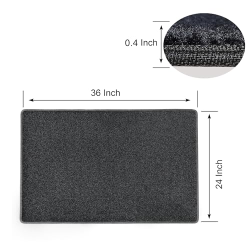 PURE ERA Carpet Stair Tread Landing Mat Tape Free Self Adhesive Non Slip Skid Resistant Indoor Doormat Area Rug Floor Mat for Kitchen Bathroom Workstations Washable 2' X 3' (Black)