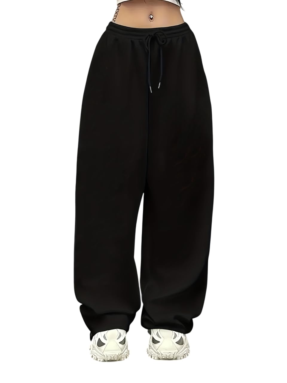dockstreet Straight Wide fit Long Length Open Bottom Jogger for Women/Trending Multi Pocket Style, Relaxed Casual Pants for Women-picture-40