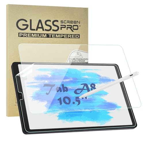 Secpeak 2 Pack Screen Protector Compatible With Samsung Galaxy Tab A8 10.5 1 Paper-feel Screen Protector + 1 Tempered Film Screen Protector [Easy Installation] [Bubble Free]
