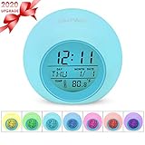 [page_title]-OUTWIT LED Kinderwecker [2020 Version], 7 Farben ändern Lichtwecker für Kinder, 8 Klingeltöne,12/24 Stunden,One-Tap-Control,Innentemperaturanzeige für Kinder Mädchen Jungen