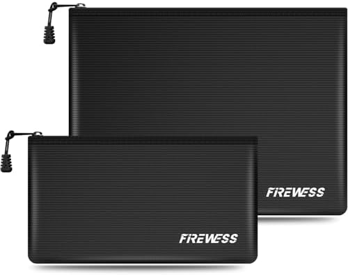 Fireproof Document Bag -2 Pack 13.4"x10" and 11"x6" Non-Itchy Fireproof Money Bag, Waterproof Zipper Holder for Valuables, Fire & Water Resistant Safe Pouch for File,Cash,Passport,Keys