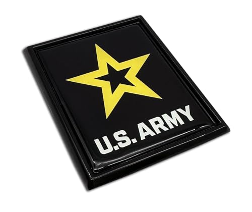 Image of Elektroplate Officially Licensed U.S. Army Star Black All Metal Emblem for Cars, Trucks, and All Auto | Universal Fit at 3.2 inch x 2.65 inch | Weatherproof