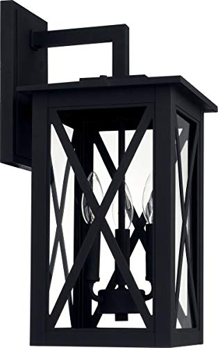 Image of Capital Lighting 926631BK Avondale Clear Glass Outdoor Wall Sconce, 3-Light 180 Total Watts, 19 inch H x 9 inch W, Black