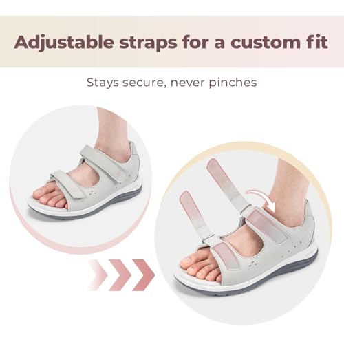 Image of FitVille Diabetic Sandals for Women Wide Width, Open Toe Orthopedic Wide Sandals for Women with Adjustable Straps and Arch Support for Bunions, Plantar Fasciitis, Swollen Feet
