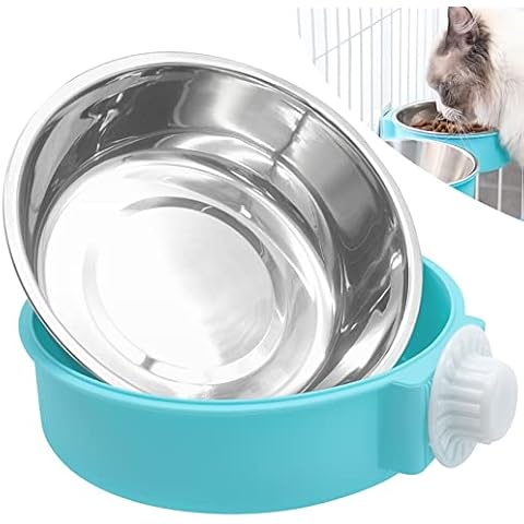 YAXIDAEVER 2 in-1 Pet Hanging Bowl,Pet Crate Bowls,Stainless Steel Dog Cage Hanging Bowl,Removable Stainless Steel Dog Bowl for Dogs Cats Rabbits Cover