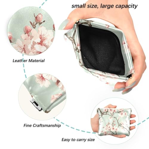 Peach Flowers Branch Women Leather Cash Wallet Portable Card Cases Money Organizers for Women Girls2