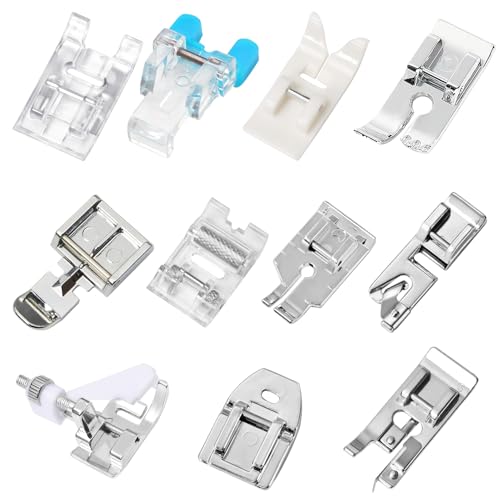 ACKKOR 11 Pièces Pieds-de-Biche, Kit de Pieds pour Machine à Coudre avec Pied Marcheur et Pied Fermeture Éclair, Accessoires Pratiques pour Machines Basse...