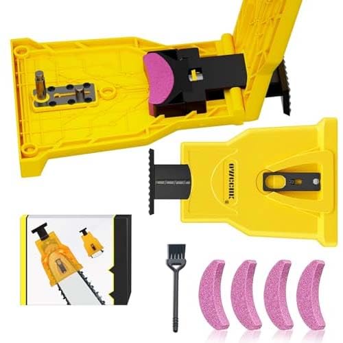 OMCCHK Portable Chainsaw Sharpener with 4 Fast Sharpening Stones, Universal Chainsaw Blade Sharpener, Chainsaw Teeth Sharpener, Chain Saw Sharpener Tool for 12/14/16/18/20/22 Inches Chain Saw Bar