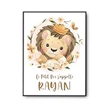 Planetee Affiche Rayan bébé Lion Roi | Poster décoration Murale pour chambre d'enfant | Idée cadeau humour mignon A4