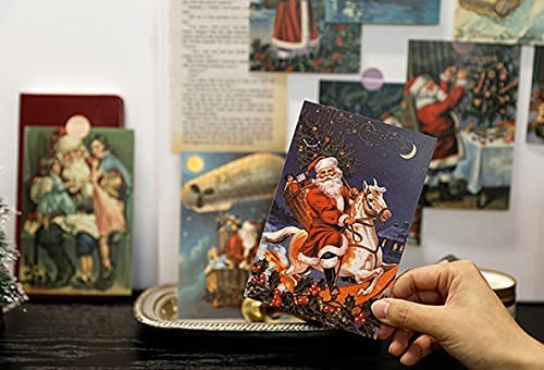 30 Christmas Cards,Santa Greeting Card,Santa Claus Greeting Card,Xmas Greeting Cards,Vintage Christmas Cards,Christmas Day Wishes Cards (A) - Image 3