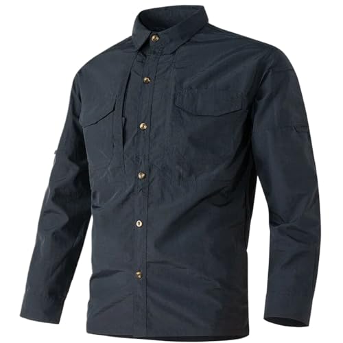 Camisas tácticas de manga larga para hombre tipo cargo con multibolsillos para otoño