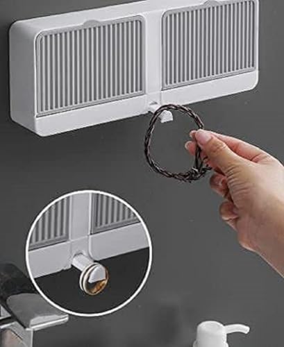 Image of 2 in 1 Wall Mounted Soap Holder with Drain Tray & Hooks - Self Draining Adhesive Soap Dish for Bathroom, Kitchen & Shower | No Drilling Soap Bar Storage Box Pack of 1