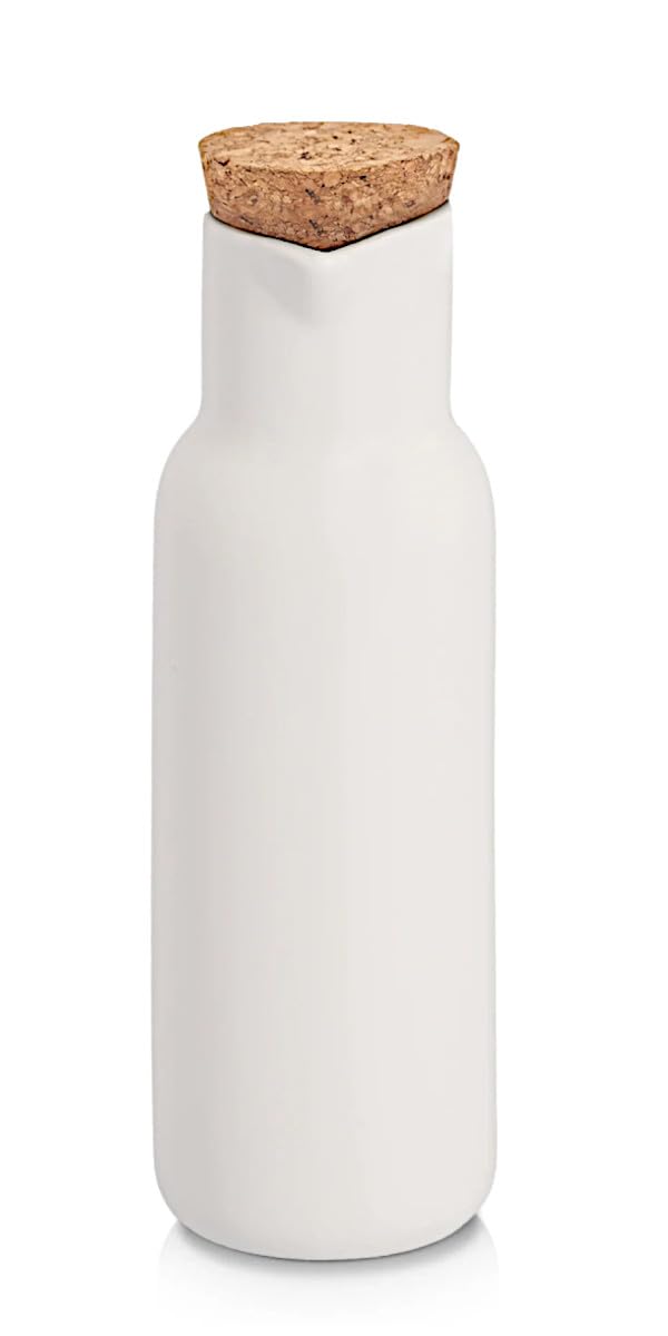 ZELLER PRESENT SCHÖNER LEBEN. PRAKTISCH WOHNEN. Bottiglia di aceto/olio in ceramica, 300 ml, colore bianco