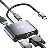 【Hub USB C compact 】 : adaptateur ICZI USB C vers HDMI + USB + VGA Ajoutez 1 port HDMI, 1 port VGA et 1 port USB-A à votre ordinateur portable USB-C, le tout via un seul port USB-C. Mettez cet appareil léger dans votre sac pour mener une présentation d'entreprise avec votre ordinateur portable et projecteur ou étendez l'écran du bureau à un moniteur ou une télévision.