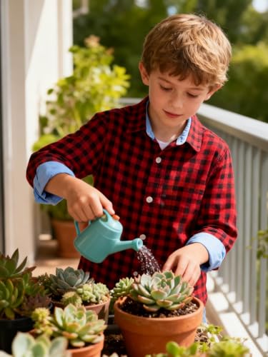 Image of Size 5-10 Years Boys' Long Sleeve Buffalo Plaid Button-Down Shirt Fall Thin Outfits Kids Clothes